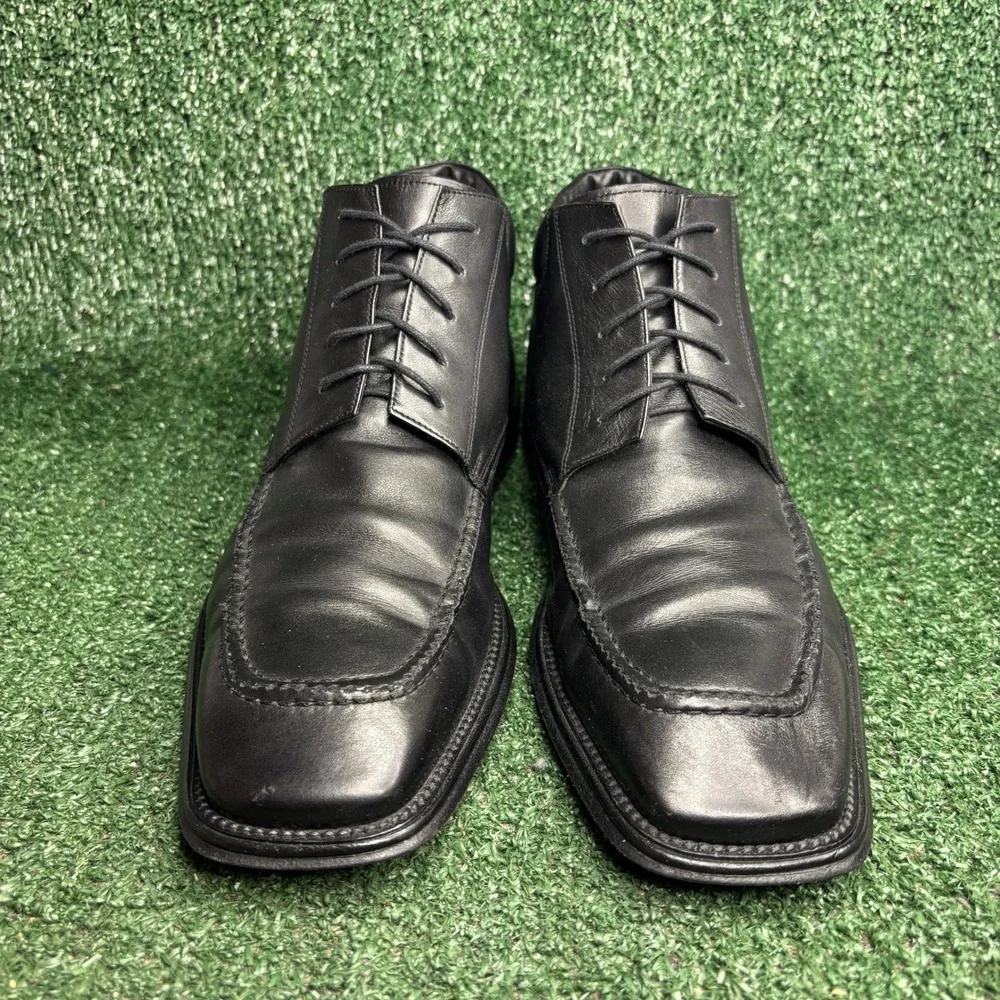 Mezlan Moc Toe Square Dress Lace Up Leather Chukka Ankle Boots Black Mens 10 M